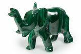 Polished Banded Malachite Elephant Carving - DR Congo #349293-1